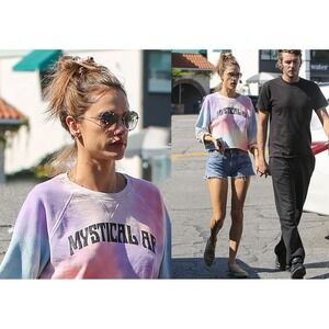 NWT MOTHER The Champ Crop Raw Tie Dye Sweatshirt - Mystical AF 🌌 Size XS,S $185